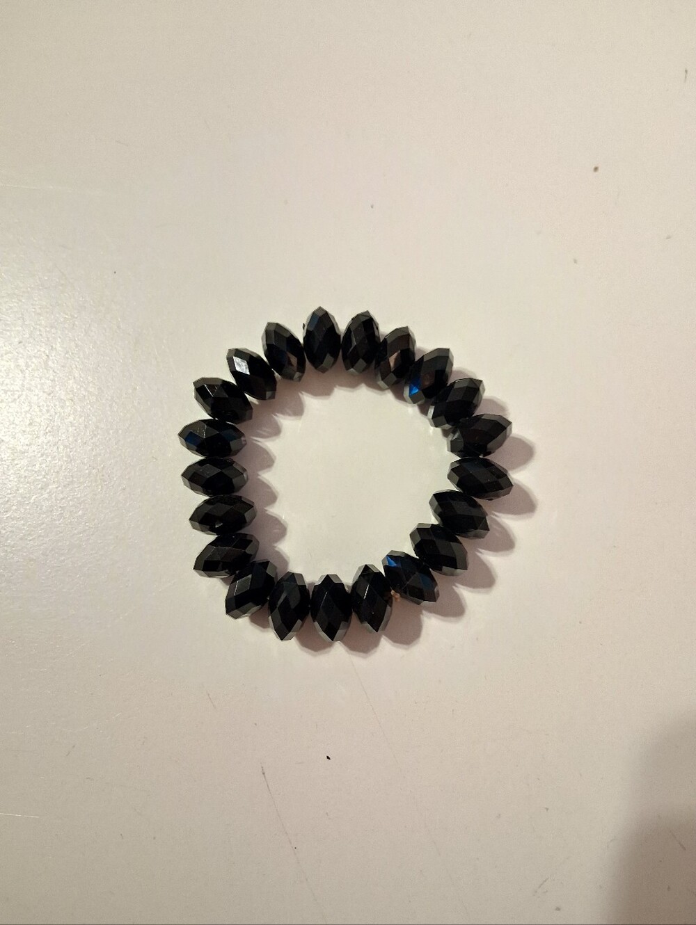 Black Faceted Bead Stretch Bracelet - Women Jewelry